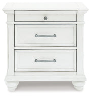 Kanwyn Whitewash King Upholstered Panel Bed, Dresser and Nightstand from Ashley - Lara Furniture