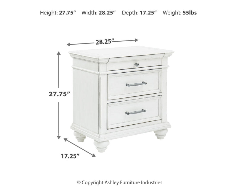 Kanwyn Whitewash King Upholstered Panel Bed, Dresser and Nightstand from Ashley - Lara Furniture