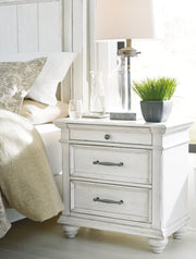 Kanwyn Whitewash King Upholstered Panel Bed, Dresser and Nightstand from Ashley - Lara Furniture