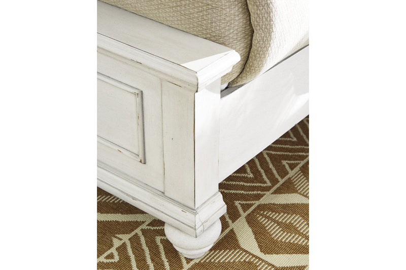 Kanwyn Whitewash California King Panel Bed with Storage Bench -  Ashley - Lara Furniture
