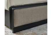 Rowanbeck Gray/Black King Upholstered Panel Bed -  Ashley - Lara Furniture
