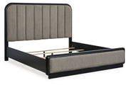 Rowanbeck Gray/Black California King Upholstered Panel Bed -  Ashley - Lara Furniture