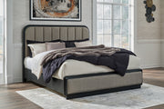 Rowanbeck Gray/Black California King Upholstered Panel Bed -  Ashley - Lara Furniture