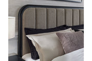Rowanbeck Gray/Black King Upholstered Panel Bed -  Ashley - Lara Furniture