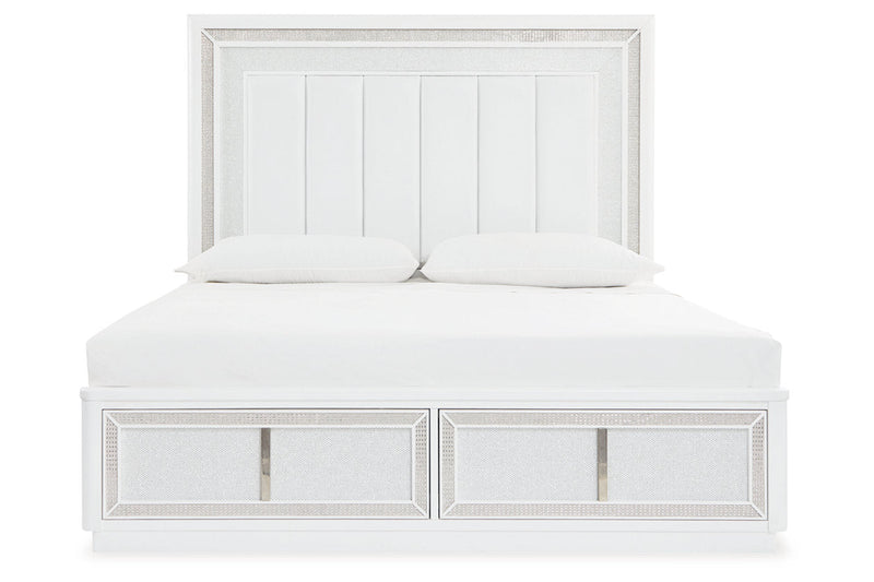 Chalanna White California King Upholstered Storage Bed from Ashley - Lara Furniture