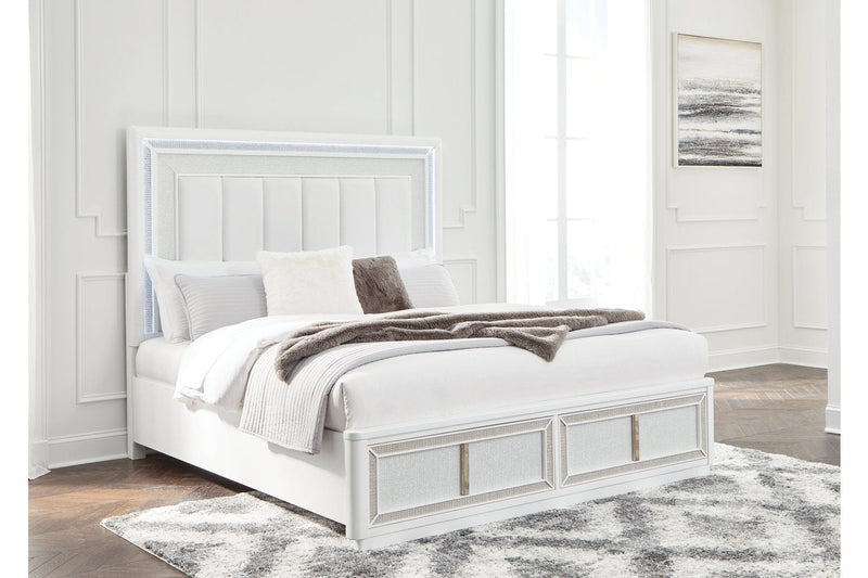 Chalanna White Upholstered Panel Storage Bedroom Set from Ashley - Lara Furniture