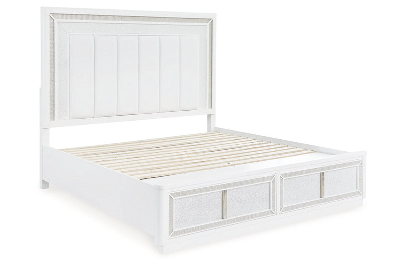 Chalanna White Upholstered Panel Storage Bedroom Set from Ashley - Lara Furniture