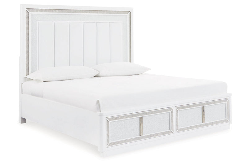 Chalanna White California King Upholstered Storage Bed from Ashley - Lara Furniture