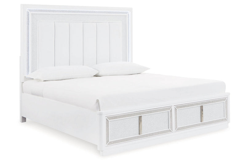 Chalanna White Upholstered Panel Storage Bedroom Set from Ashley - Lara Furniture