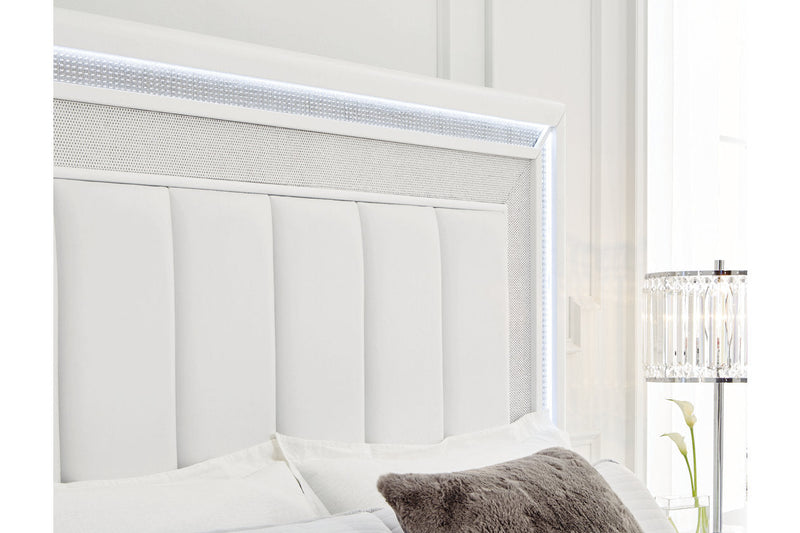 Chalanna White Upholstered Panel Storage Bedroom Set from Ashley - Lara Furniture