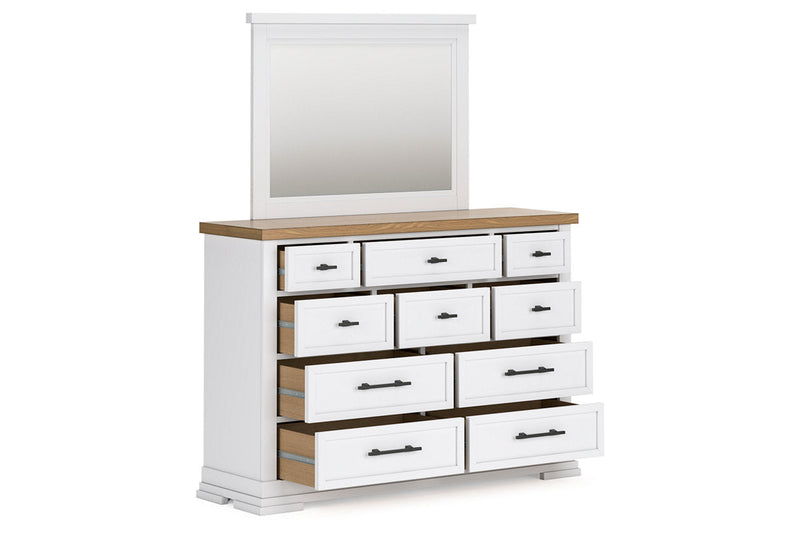 Ashbryn White/Natural Dresser and Mirror -  Ashley - Lara Furniture
