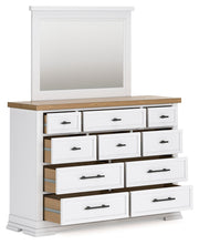 Ashbryn California King Panel Storage Bed, Dresser and Mirror in White/Natural from Ashley - Lara Furniture