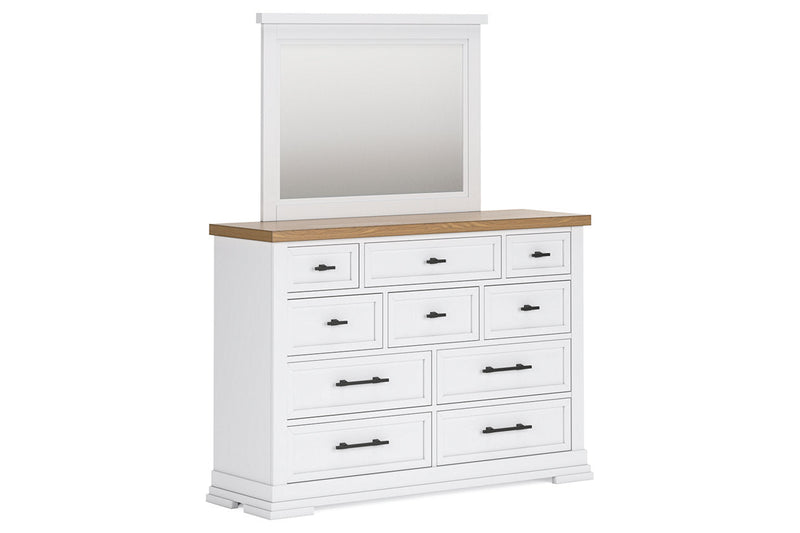 Ashbryn White/Natural Dresser and Mirror -  Ashley - Lara Furniture