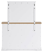Ashbryn California King Panel Storage Bed, Dresser and Mirror in White/Natural from Ashley - Lara Furniture