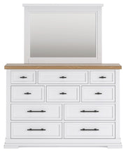Ashbryn California King Panel Storage Bed, Dresser and Mirror in White/Natural from Ashley - Lara Furniture