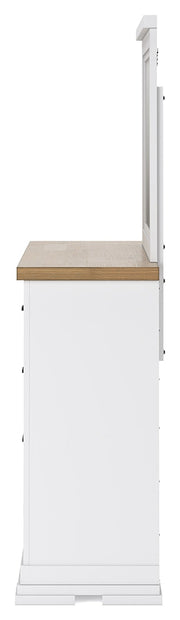 Ashbryn California King Panel Storage Bed, Dresser and Mirror in White/Natural from Ashley - Lara Furniture