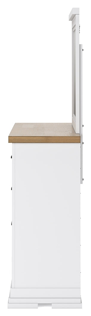 Ashbryn California King Panel Storage Bed, Dresser and Mirror in White/Natural from Ashley - Lara Furniture