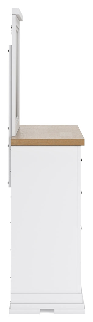 Ashbryn California King Panel Storage Bed, Dresser and Mirror in White/Natural from Ashley - Lara Furniture