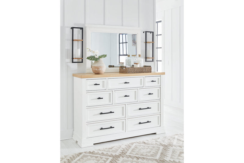 Ashbryn White/Natural Dresser and Mirror -  Ashley - Lara Furniture