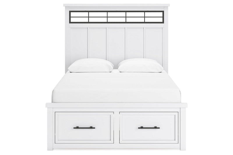 Ashbryn White/Natural Queen Platform Storage Bed -  Ashley - Lara Furniture