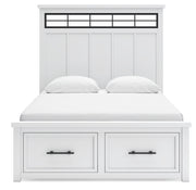 Ashbryn Queen Panel Storage Bed, Dresser and Mirror in White/Natural from Ashley - Lara Furniture