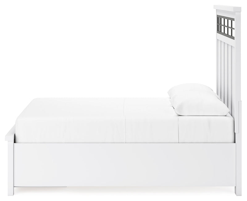 Ashbryn Queen Panel Storage Bed, Dresser and Mirror in White/Natural from Ashley - Lara Furniture