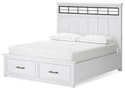 Ashbryn California King Panel Storage Bed, Dresser and Mirror in White/Natural from Ashley - Lara Furniture