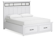 Ashbryn White/Natural California King Panel Storage Bed from Ashley - Lara Furniture