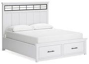 Ashbryn California King Panel Storage Bed, Dresser and Mirror in White/Natural from Ashley - Lara Furniture