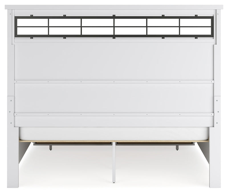 Ashbryn California King Panel Storage Bed, Dresser and Mirror in White/Natural from Ashley - Lara Furniture