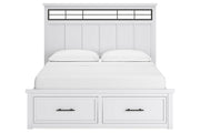 Ashbryn White/Natural California King Panel Storage Bed from Ashley - Lara Furniture