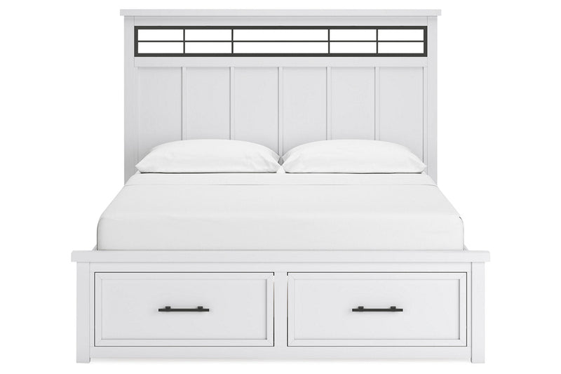 Ashbryn White/Natural California King Panel Storage Bed from Ashley - Lara Furniture
