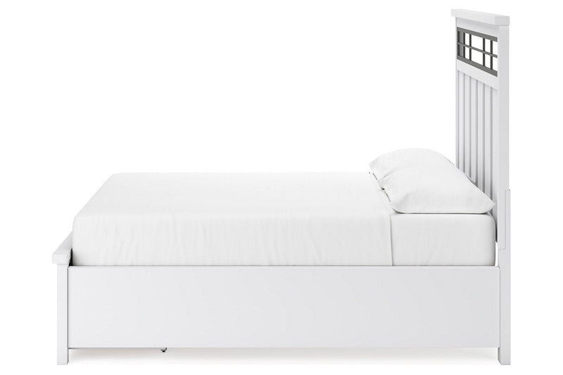 Ashbryn White/Natural California King Panel Storage Bed from Ashley - Lara Furniture