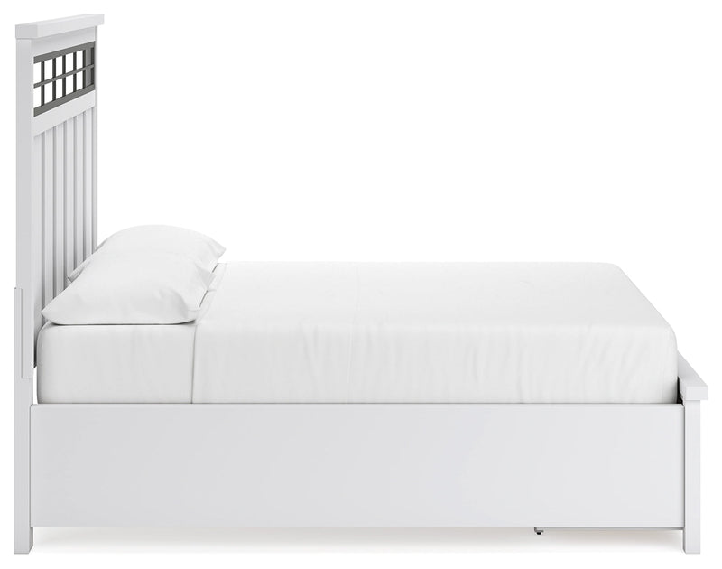 Ashbryn California King Panel Storage Bed, Dresser and Mirror in White/Natural from Ashley - Lara Furniture