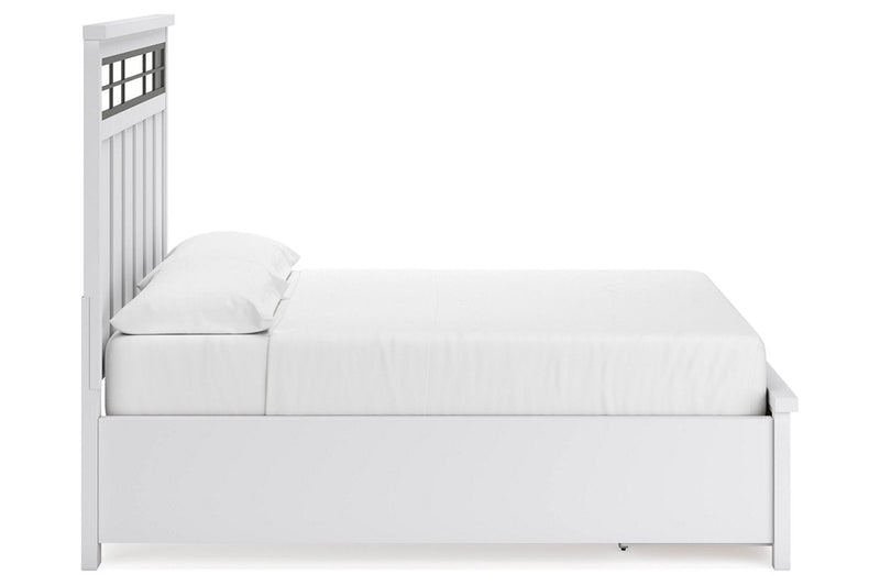 Ashbryn White/Natural California King Panel Storage Bed from Ashley - Lara Furniture