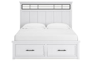 Ashbryn White/Natural King Panel Storage Bed from Ashley - Lara Furniture