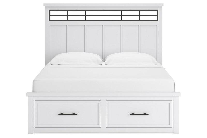 Ashbryn White/Natural King Panel Storage Bed from Ashley - Lara Furniture