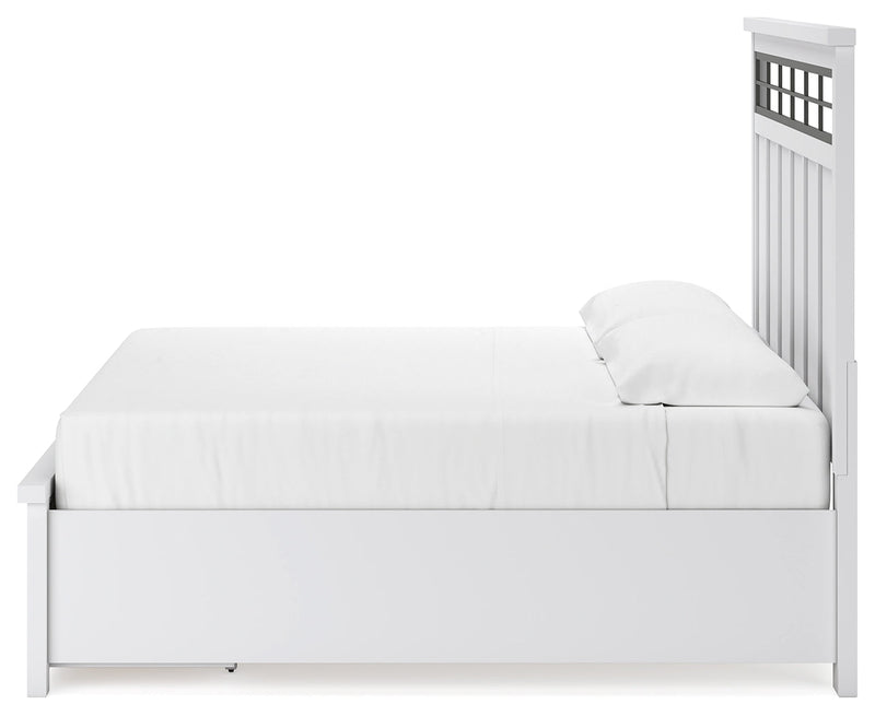 Ashbryn King Panel Storage Bed, Dresser and Mirror in White/Natural from Ashley - Lara Furniture