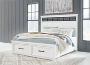 Ashbryn King Panel Storage Bed, Dresser and Mirror in White/Natural from Ashley - Lara Furniture