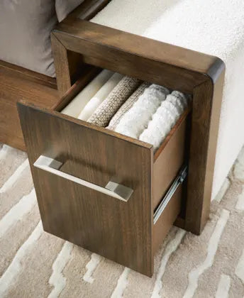 Marxmore Brown Queen Upholstered Storage Bed