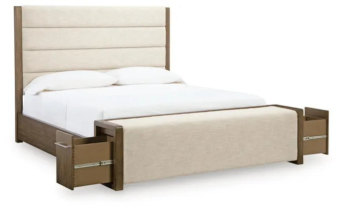 Marxmore Brown King Upholstered Storage Bed