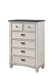 Sawyer Antique White/Brown Panel Bedroom Set -  - Lara Furniture