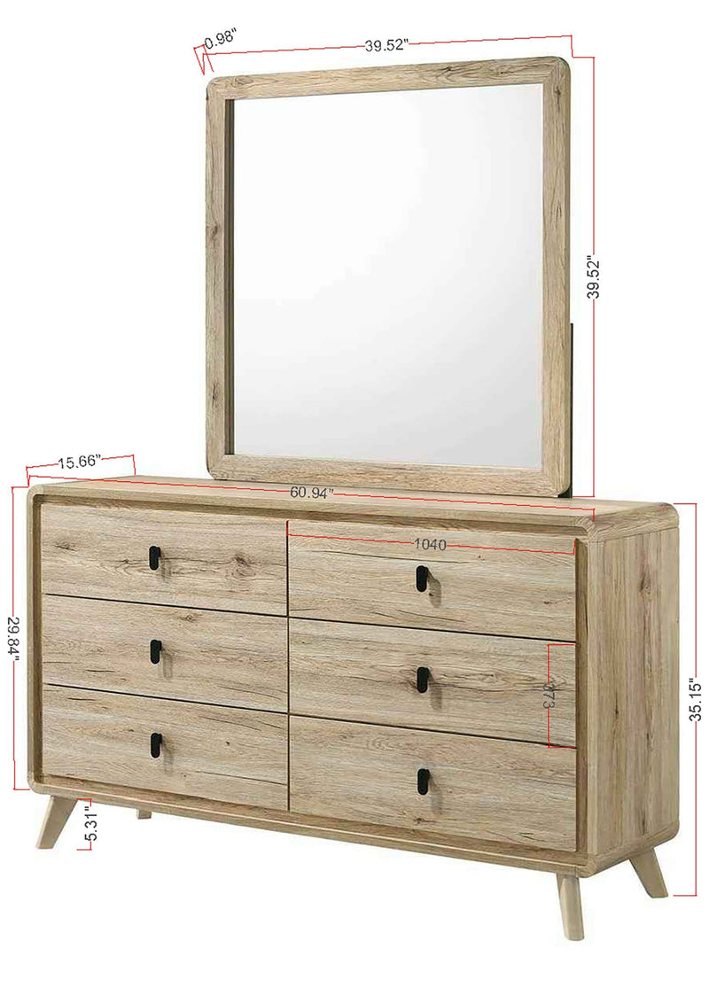Dawson Light Wood Bedroom Mirror (Mirror Only) from Crown Mark - Lara Furniture