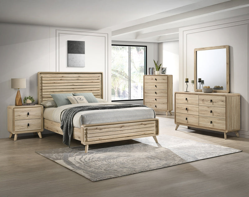 Dawson Light Wood King Panel Bed from Crown Mark - Lara Furniture