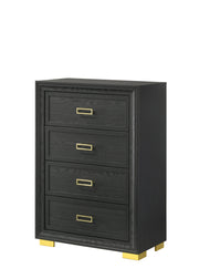 Pepe Black/Gold Panel Upholstered Bedroom Set - Lara FurnitureBedroom Set