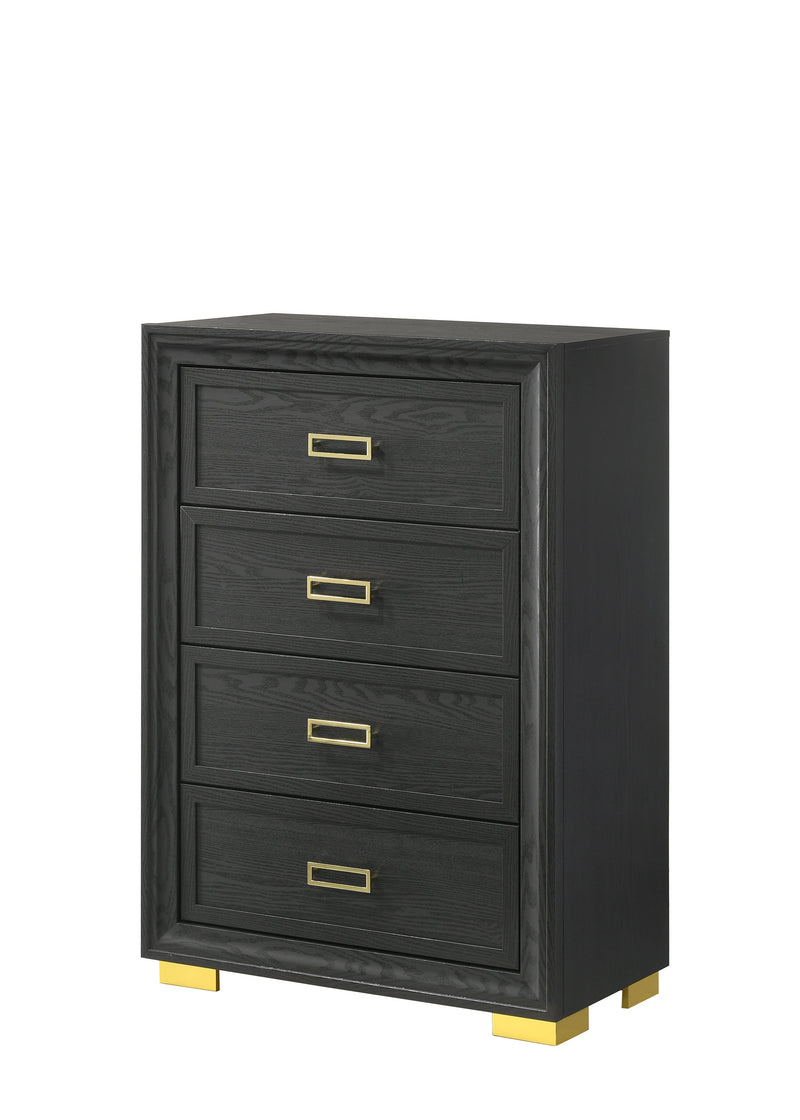 Pepe Black/Gold Panel Upholstered Bedroom Set - Lara FurnitureBedroom Set