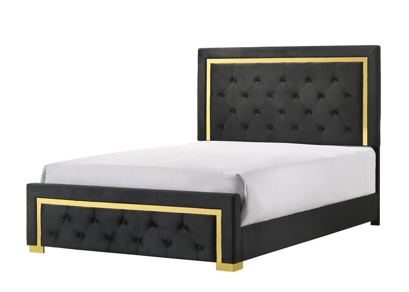 Pepe Black/Gold Panel Upholstered Bedroom Set - Lara FurnitureBedroom Set