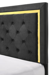 Pepe Black/Gold Panel Upholstered Bedroom Set - Lara FurnitureBedroom Set