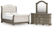 Ardenfield Queen Upholstered Sleigh Bed, Dresser and Mirror from Ashley - Lara Furniture