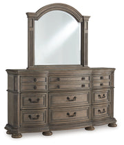 Ardenfield Light Brown King Sleigh Bed, Dresser, Mirror and Nightstand from Ashley - Lara Furniture
